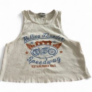 Fashion Nova Kids Rolling Thunder Tank Top - Cream and Orange